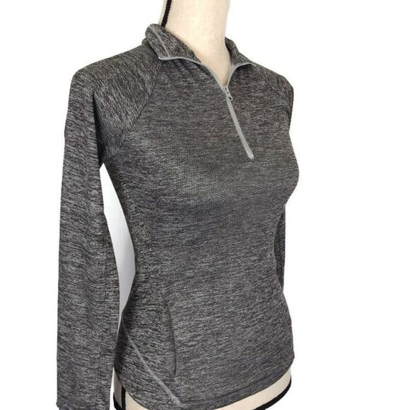 Aeropostale 1/4 Zip Pullover Live Love Run Gray Heathered sz XS Thumb Hole - Picture 5 of 8